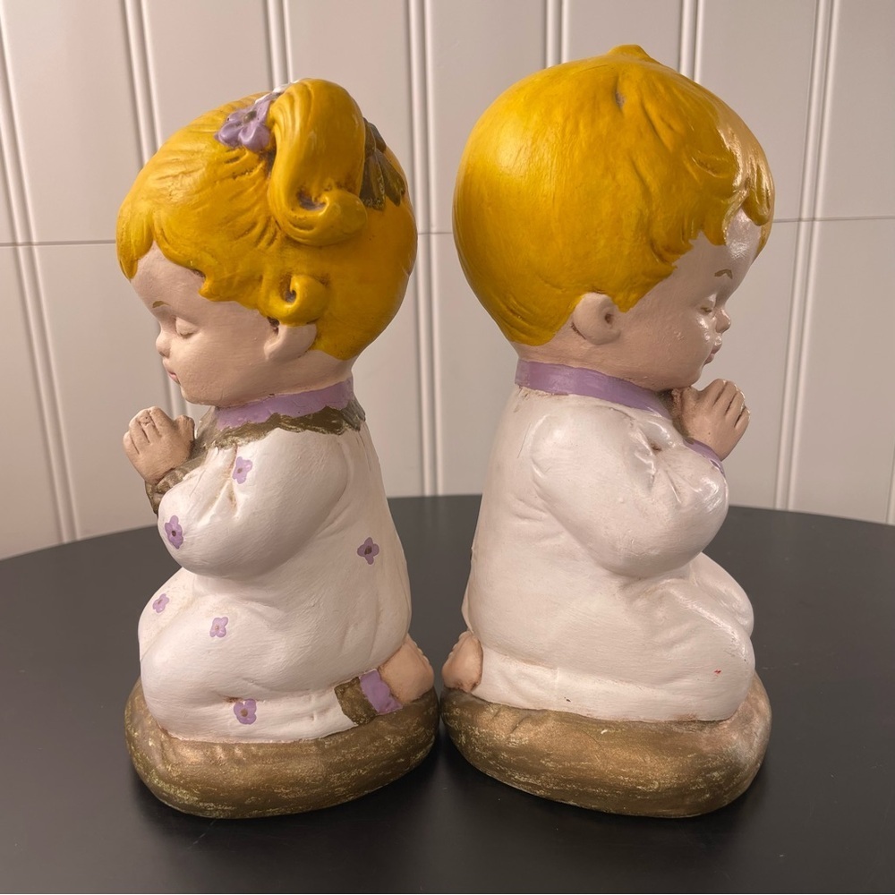 Vintage 1977 Signed Hand painted Figurines Children Boy Girl‎ Kneeling Praying - Picture 4 of 16